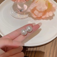 S925银针轻奢小众珍珠耳环女百搭气质猫眼石耳钉高级设计感耳饰品