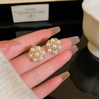 S925银针轻奢小众珍珠耳环女百搭气质猫眼石耳钉高级设计感耳饰品