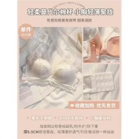 无痕缎面内衣女小胸显大纯欲聚拢无钢圈乳胶平胸专用文胸美背新款