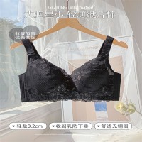调整型大胸显小汕头内衣女士无钢圈超薄款大码收副乳防下垂文胸罩