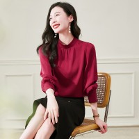 2024年气质小立领真丝衬衫
