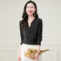 2024年春夏气质v领真丝衬衫