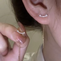 精致热卖微笑耳线高级感满钻锆石流苏耳环女气质长款超仙轻奢耳饰