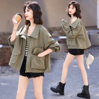 现货主推复古工装短外套女设计感冲锋衣休闲宽松夹克上衣