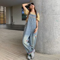 现货春夏季牛仔背带连体裤女破洞彩色长裤062档口2576款