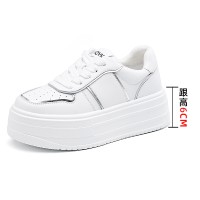 温州2024春季新款厚底内增高小白鞋子女时尚百搭休闲运动浅口单鞋