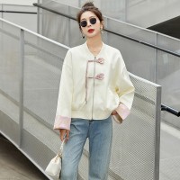 新中式改良g风外套女装2024春季新款设计感撞色拼接气质盘扣上衣