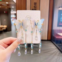 古风发饰发夹儿童超仙流苏古风汉服配饰边夹女孩蝴蝶夹子额头链