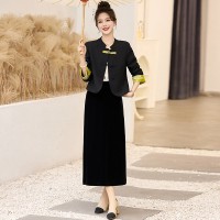 现货新中式套裙女2024年春季新款女装时尚气质两件套