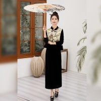 现货新中式套裙女2024年春季新款提花马甲丝绒套裙三件套