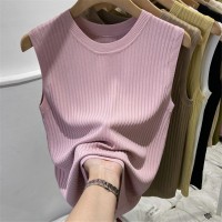 美式圆领冰丝吊带背心女夏季内搭凉感无袖打底上衣外穿针织衫