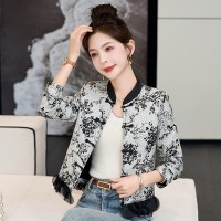 现货新中式女装春夏季新款时尚休闲外套气质通列百搭提花拼接上衣