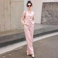 现货新中式女装春夏季新款时尚休闲盘扣气质通列百搭外套两件套