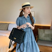 现货春夏季短袖牛仔裙宽松休闲连衣裙女062档口2374款