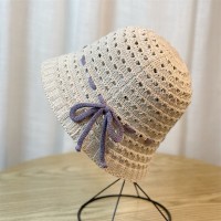 韩版镂空蝴蝶结透气盆帽子女海边新款小众设计感防晒沙滩水桶帽潮