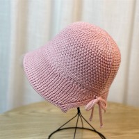 新款春夏蝴蝶结草帽女韩水桶帽田园出游宽檐遮阳防晒纸草盆帽潮