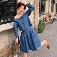 现货套装女2024春夏女装韩版时尚气质露肩吊带上衣+半身裙套装
