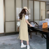 现货夏季全棉宽松休闲背带中长款连衣裙女062档口2326款