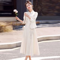 2024年春季新款新中式盘扣女装套装裙高级感半身裙两件套新中式