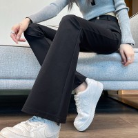 哥弟面料西装微喇裤女春季喇叭裤子女新款高腰显瘦西装女裤