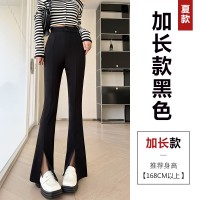 开叉喇叭裤女春夏新款高腰显瘦开叉九分休闲西装微喇裤子春秋款