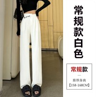 黑色西装裤子春夏款宽松大码阔腿长裤小个子垂感窄版直筒西装裤