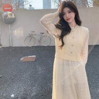 现货【2024】高级感假两件长针织连衣裙199