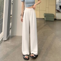 黑色裤子女宽松高腰阔腿长裤小个子高级垂感窄版直筒西装裤