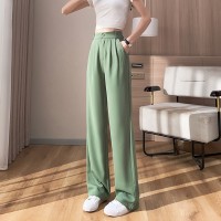 黑色裤子女宽松高腰阔腿长裤小个子高级垂感窄版直筒西装裤