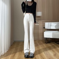 春装新款高腰微喇叭裤女显高直筒休闲裤大码职业西装喇裤子