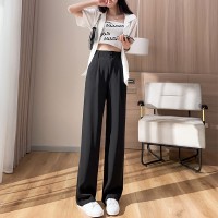 黑色阔腿裤女春夏高腰垂感西装裤小个子大码胖MM拖地直筒裤
