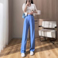 窄版阔腿裤女高级感垂感西装裤小个子西裤夏季薄款直筒裤子