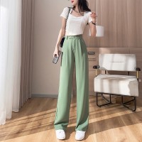 窄版裤子女春夏拖地高级垂感阔腿裤小个子宽松直筒西装裤夏