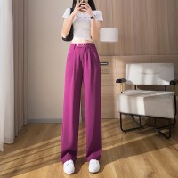 窄版裤子女春夏拖地高级垂感阔腿裤小个子宽松直筒西装裤夏