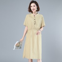 2024年夏季夏装新款亚嘛宽松时尚遮肚子大码连衣裙