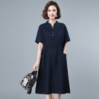 2024年夏季夏装新款亚嘛宽松时尚遮肚子大码连衣裙