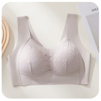 法式蕾丝固定杯加宽侧收副乳聚拢防下垂无钢圈套头背心式文胸美背