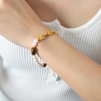 美拉德天然黄虎眼石淡水珍珠项链女百搭高级感锁骨链轻奢五金颈链