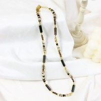 美拉德天然黄虎眼石淡水珍珠项链女百搭高级感锁骨链轻奢五金颈链