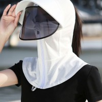 冰丝防晒帽子女采茶遮脸遮阳帽口罩一体面罩帽骑车防紫外线太阳帽