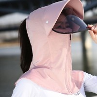 冰丝防晒帽子女采茶遮脸遮阳帽口罩一体面罩帽骑车防紫外线太阳帽