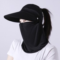 防晒帽面罩面纱女夏季户外骑车电动车遮脸太阳帽防紫外线遮阳帽子