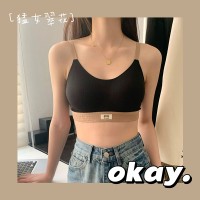 滑板少女~吊带聚拢无钢圈防走光内衣女文胸裹胸防下垂抹胸美背