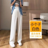 黑色西装阔腿裤小个子裤子春夏高腰垂感大码显高窄版直筒裤