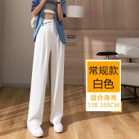 黑色西装阔腿裤小个子裤子春夏高腰垂感大码显高窄版直筒裤