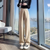 窄版香蕉阔腿裤女春秋卫裤2024新款高腰垂感休闲直筒运动裤