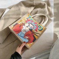 帆布棉麻女包新款國潮风手提包潮流简约托特包饭盒包购物袋通勤包
