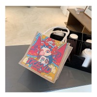 帆布棉麻女包新款國潮风手提包潮流简约托特包饭盒包购物袋通勤包