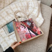 帆布棉麻女包新款國潮风手提包潮流简约托特包饭盒包购物袋通勤包