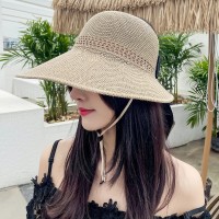波浪边空顶帽女夏季户外防晒遮阳帽出游沙滩太阳帽卷卷大沿草帽子
